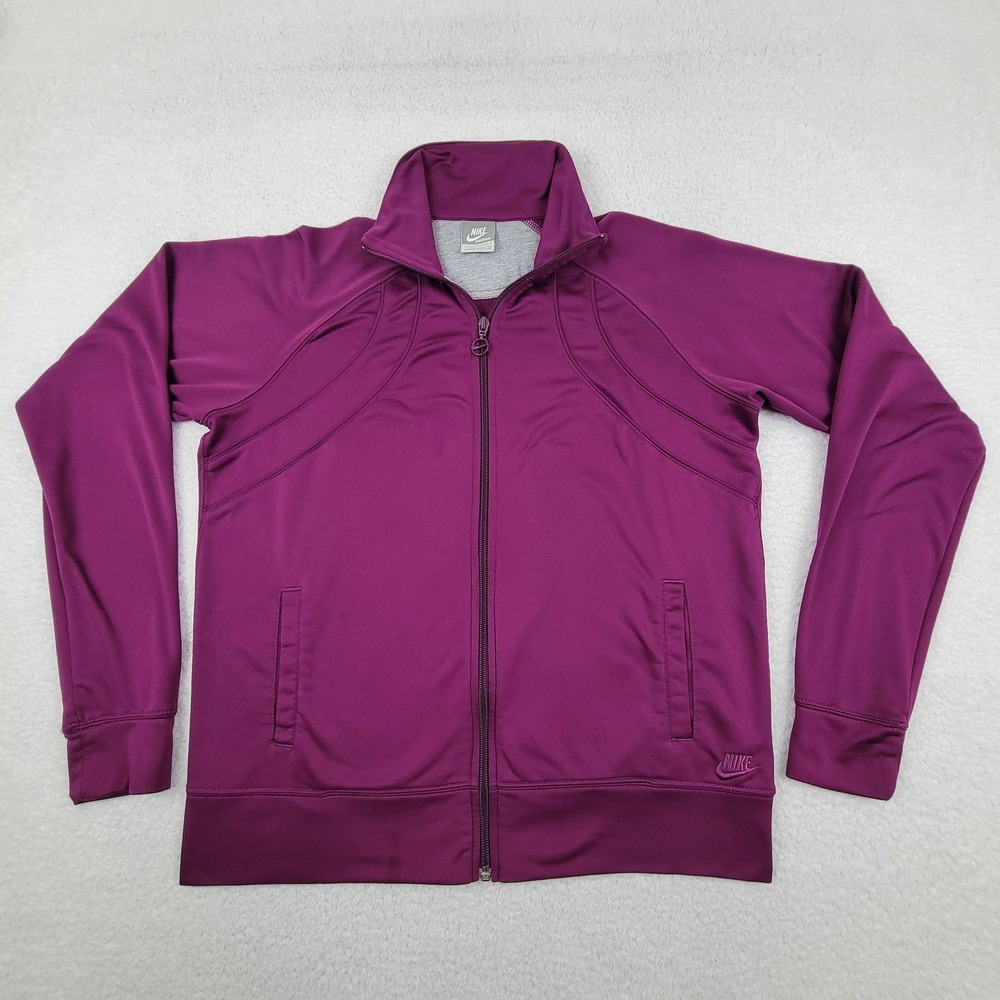 Nike Track Jacket Womens Large Purple Full‎ Zip Sportswear Polyester 275283-586